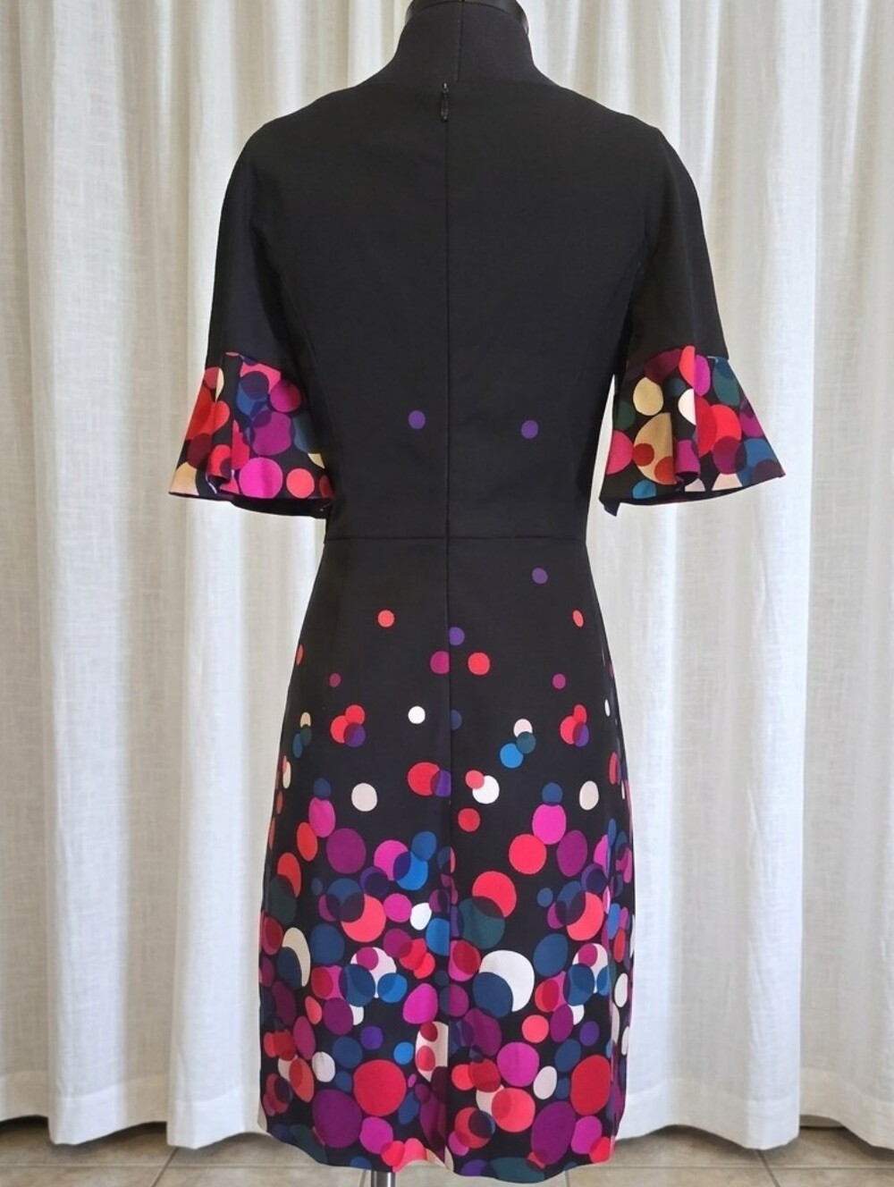 Trina Turk Black Sheath Dress with Multicolor Dot Print - Picture 2 of 4